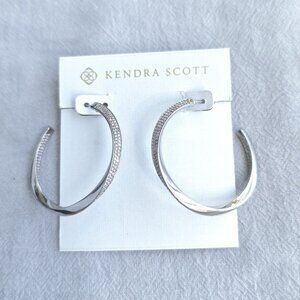 BRAND NEW Kendra Scott Ella Hoop Earrings Silver White Crystal